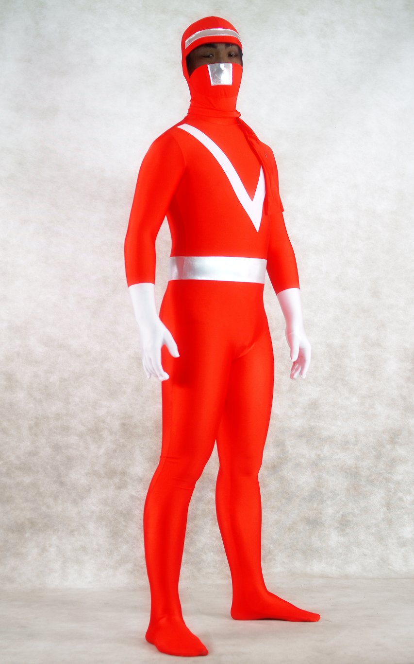 Red Ranger Superhero Halloween Costumes Zentai